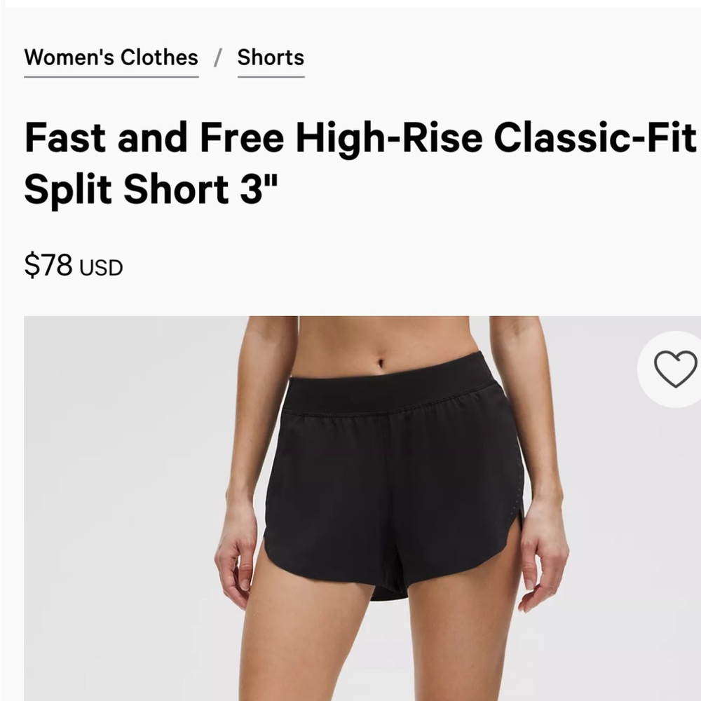 lululemon athletica Black Split Athletic Shorts